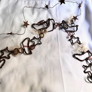 Rustic country Christmas garland - wicker and metal